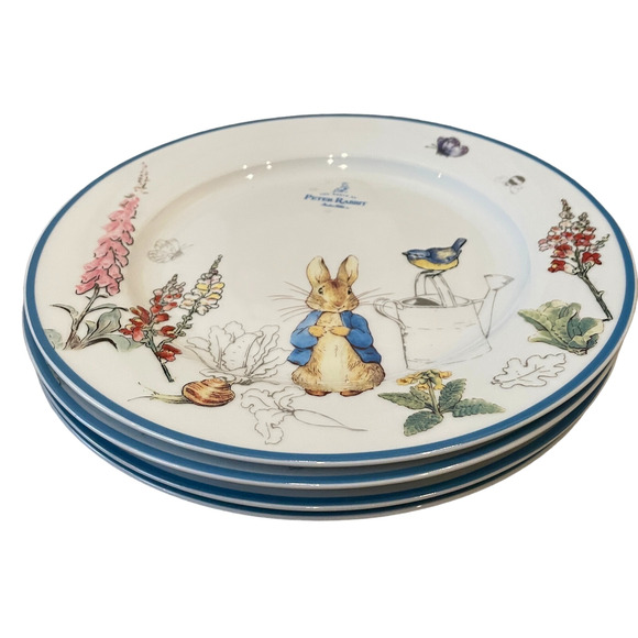 World of Beatrix Potter & Peter Rabbit Porcelain 10.75in Dinner Plates Set 4 NEW - Picture 5 of 9